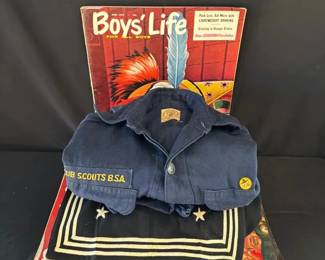 10 ~ 1950’s Boys ‘ Life Magazines , Vintage Wool Sailor Top and Boy Scouts Shirt