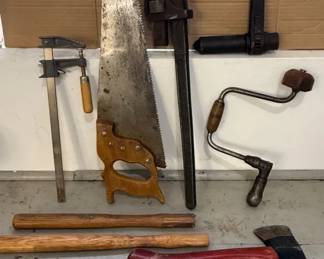 Vintage Hammer-Ratchet; Auger Bits; Walworth MFG Plumbers Wrench; Plumb Ax & More!