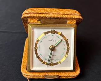 Vintage Rensie Seven Jewels Aqua Dial Travel Clock