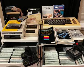 Vintage Commodore Vic-20 HUGE LOT! Datasette, Vic 1110 8k Ram Cartridge, Tons Of Games & Manuals