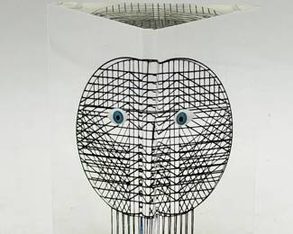 Vintage Merle Edelman Op Art Lucite Sculpture – Geometric Human Face
