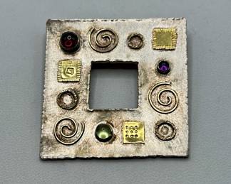 18K Gold, 14K Gold, & Sterling Silver Jewelry Art Brooch by Elizabeth Prior
