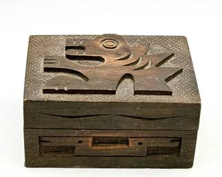 Signed Folklore Wooden Trinket Box
