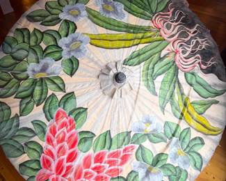 (1) Large Hand-Painted Asian Parasol – ~74" Diameter
