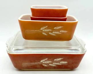 (4) Pyrex Autumn Harvest Refrigerator Dishes
