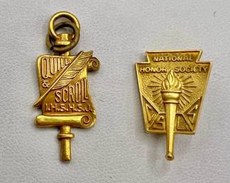 (2) 1/20 10K Gold & Gold Fill Pins ft. National Honor Society
