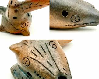 Handmade Clay Bird Ocarina / Whistle Sculpture
