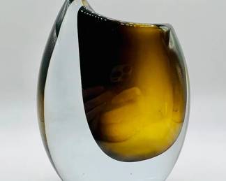 Signed & Numbered MCM Art Glass Vase — Strümbergshyttan Sweden
