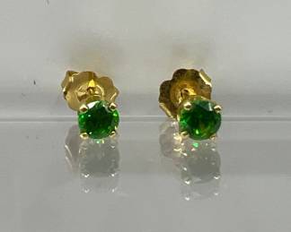 18K Gold & Green Gemstone Earrings
