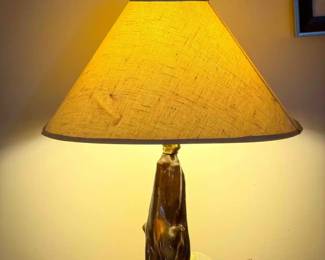 Rustic Table Lamp with Natural Stone Base
