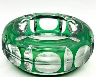 Signed Green & Clear Ashtray
