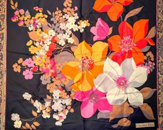 Christian Dior Silk Scarf – Bold Floral Print
