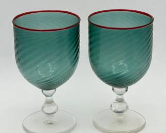 (2) Signed Turquoise Goblets
