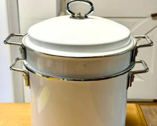 Vintage Enamel Steamer Pot
