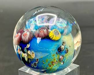 Signed Hand-Blown Art Glass Paperweight
