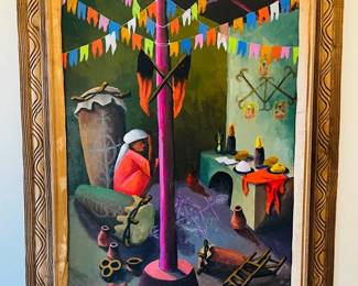 Framed Canvas Painting Signed Joseph D. Raymond
