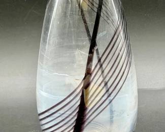 Signed Scandinavian Swirl Art Glass Vase
