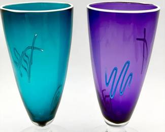 (2) Studio Art Glass Goblets
