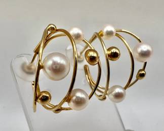 Real Pearl Jewelry — Swirling Hoop Earrings
