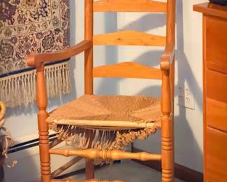 Ladder-Back Chair With Frayed Wicker
