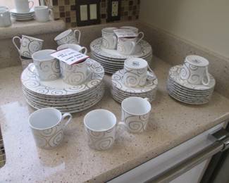 Pier 1 "Golden Swirl" Porcelain Dish Ware