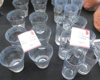 MCM Culver Highballs & Lowballs Bar Glasses, Silver & Turquoise