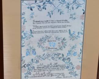 Front Bedroom, 1830's Sampler Close Up