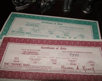 Michael A. Ricker Certificate of Title for the Pieces