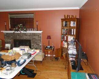 Books,, and DVD's, and CD's and bookcases too