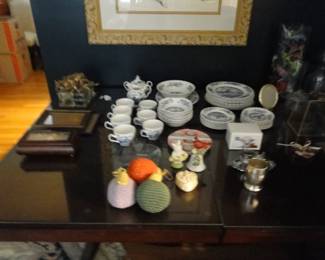 Some great hand made crochet ornaments, and some great dishes as well