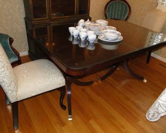 Duncan Fife table with custom cut glass top