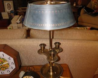 Americana brass lamp with very beautiful blue shade