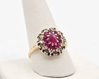 286 14k Gold, Diamond Ruby Ring, 3.9g