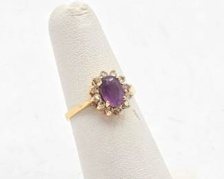 324 14k Gold, Diamond Topaz Ring, 2.1g