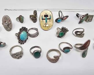 506 Sterling Silver Rings Necklace, 126.2g