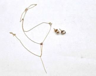 352 14k Gold Necklace and Earrings, 1.1g