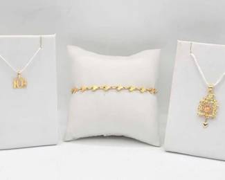 254 14k Gold Pendants Bracelet, 6.1g