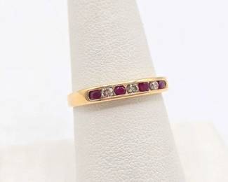 316 14k Gold, Diamond Sapphire Ring, 2.3g
