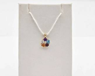 428 10k Gold and Diamond Pendant with Semi Precious Stones, 1.1g