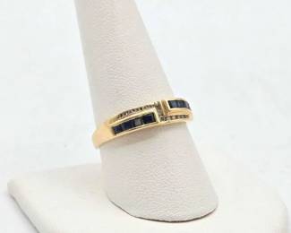 312 14k Gold, Diamond Sapphire Ring, 2.6g