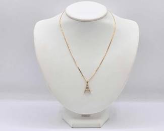 278 14k Gold and Diamond Necklace, 4.2g