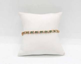 382 10k Gold and Emerald Bracelet, 6.8g