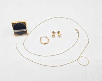 224 14k Gold Earrings, Cuff Link Gold Chain, 12.3g