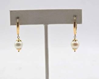 308 14k Gold Pearl Earrings 2.7g
