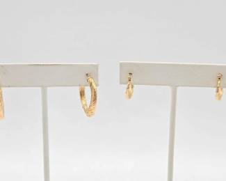 304 2 Pairs of 14k Gold Earrings, 2.8g