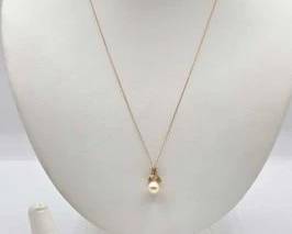 230 14k Gold and Pearl Necklace Ring, 10.7g