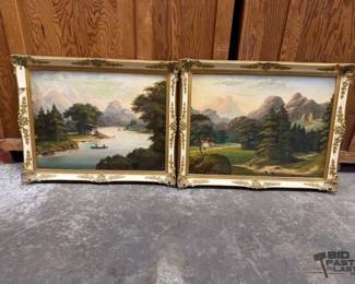 1566 2 Framed Canvas Paintings