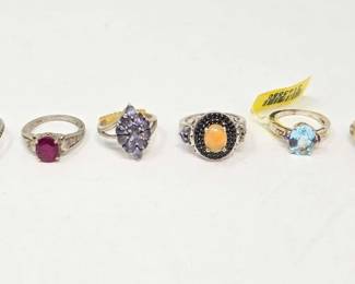 518 Sterling Silver with SemiPrecious Stone Rings, 21.5g