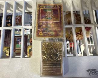 2070 Ancient Mew Pokemon Promo Card, and 1999 Burger King Gold Plated Pokemon Card In Case