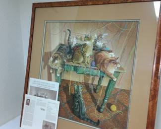 Artist: BRALDT BRALDS 'TABLE MANNERS'          DATE: 1998 
SIGNED W/COA 529/1950 30" X 30" 
CAN YOU FIND THE HIDDEN MOUSE